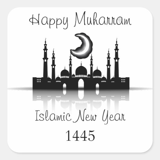 Gelukkig moharram islamisch nieuwjaar vierkante sticker (Voorkant)