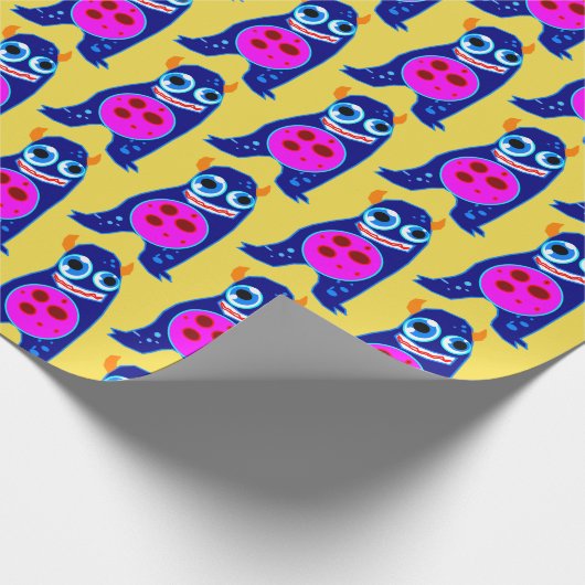 GELUKKIG MONSTER BLAUW MONSTER wrapping papier (Hoek)