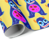 GELUKKIG MONSTER BLAUW MONSTER wrapping papier (Rol Hoek)