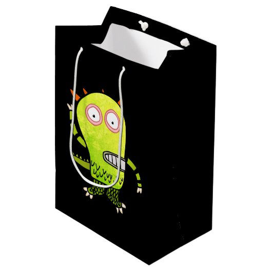 GELUKKIG MONSTER GELE Gift Bag Medium Cadeauzakje (Voorkant Gekanteld)