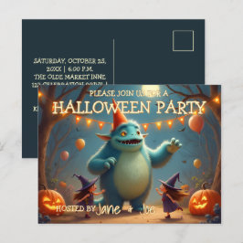 Gelukkig Monster Halloween Feest voor Kinderen Feestdagenkaart