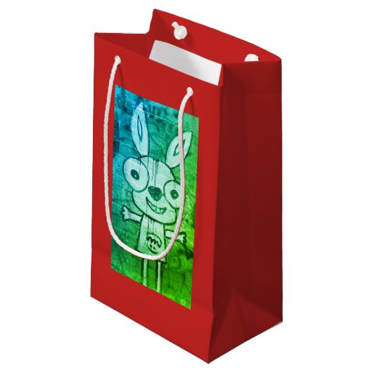 GELUKKIG MONSTER KONIJN Gift Bag Klein Cadeauzakje (Voorkant Gekanteld)