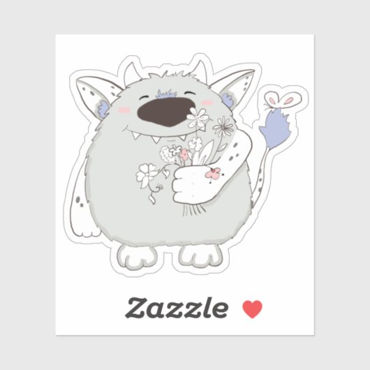 Gelukkig monster met bloemen sticker (Vel)