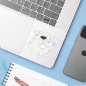 Gelukkig monster met bloemen sticker (Laptop met iPhone)