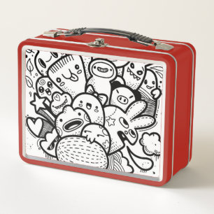 GELUKKIG MONSTER RODE AANGEPASTE NAAM Metal Lunchb