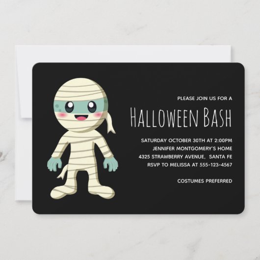 Gelukkig Mummie Halloween Monster Feestje Kaart (Voorkant)