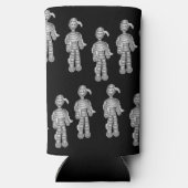 Gelukkig mummies patroon op zwart seltzer blikjeskoeler (Achterkant)