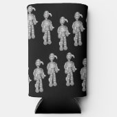 Gelukkig mummies patroon op zwart seltzer blikjeskoeler (Voorkant)