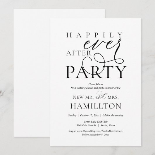 Gelukkig Na de Bruiloft Eten en Feest Kaart (Voorkant / Achterkant)