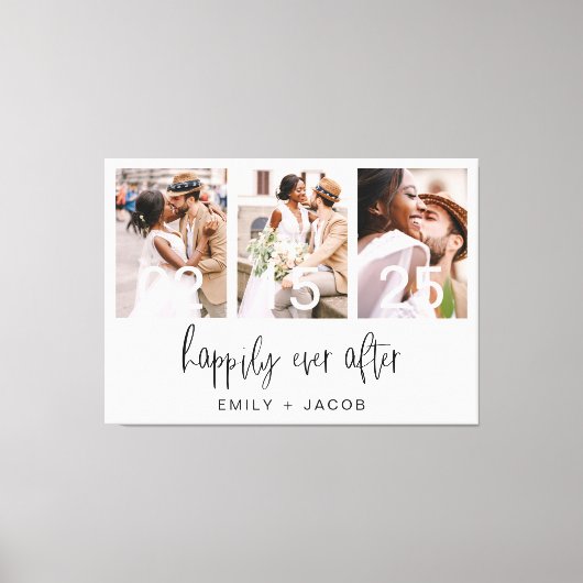 Gelukkig na de bruiloft Minimalistisch Eenvoudig Canvas Afdruk (Voorkant)