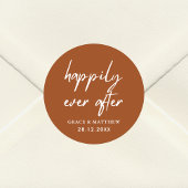 Gelukkig na de bruiloft Terracotta bruiloftsrecept Ronde Sticker