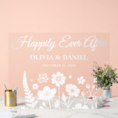 Gelukkig Na de Bruiloft Wildbloemen Bruiloft Welko Acryl Bord (Huwelijk)