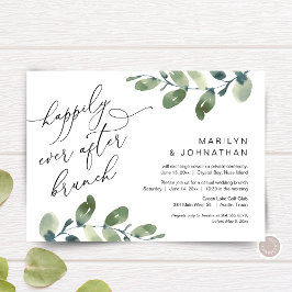 Gelukkig Na Elopement Bruiloft Brunch Feest Groene Kaart