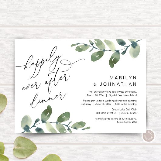 Gelukkig Na het Diner, Elopement, Groene Planten Kaart