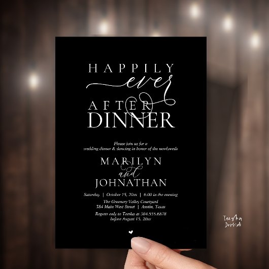 Gelukkig na het diner Moderne bruiloftsreceptie Kaart