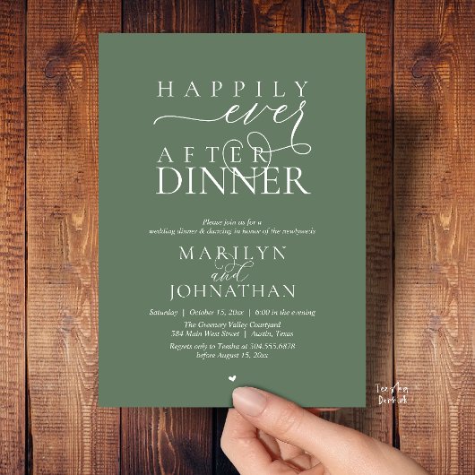 Gelukkig na het diner Moderne bruiloftsreceptie Kaart