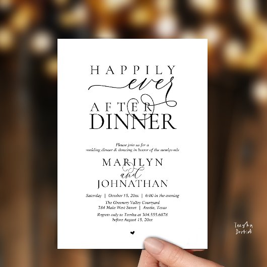 Gelukkig na het diner Moderne bruiloftsreceptie Kaart