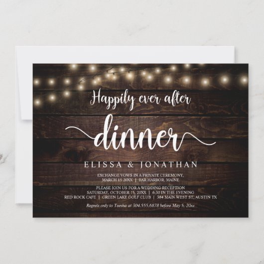 Gelukkig na het diner, slingerlicht, weglopen kaart (Voorkant)