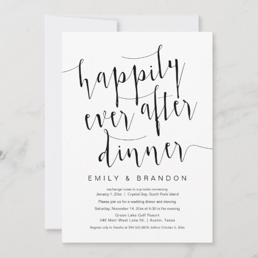 Gelukkig na het diner, trouwen zonder publiek kaart (Voorkant)
