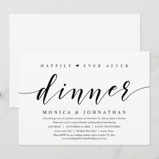 Gelukkig na het diner, trouwfeest voor gevluchte s kaart (Voorkant / Achterkant)