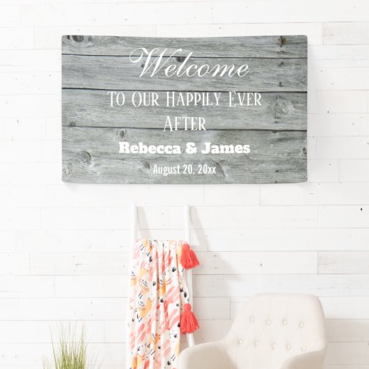 Gelukkig na het huwelijk van elk land welkom spandoek (Insitu)