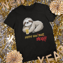 Gelukkig Nieuw Bier/Jaar Grappige Luiaard T-Shirt