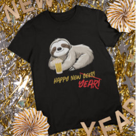 Gelukkig Nieuw Bier/Jaar Grappige Luiaard T-Shirt