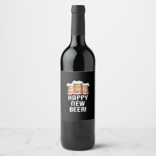 GELUKKIG NIEUW BIER! Oudejaarsavond feest Drink Wijn Etiket