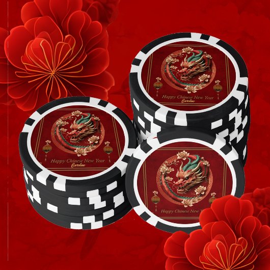 Gelukkig nieuw chinees draak jaar poker chips