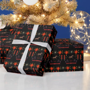 Gelukkig nieuw Chinees jaar zwart Cadeaupapier