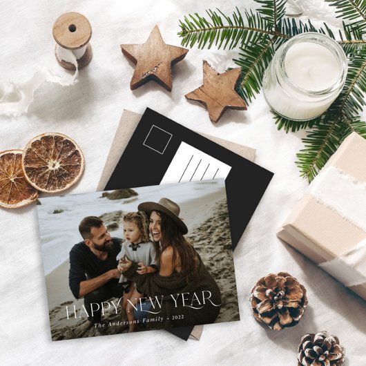 gelukkig nieuw jaar 1 foto botanische bloesvakanti briefkaart