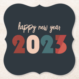 Gelukkig nieuw jaar 2023 vakantieseizoenen kartonnen onderzetters