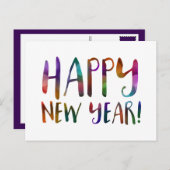 gelukkig nieuw jaar bokeh feestdagenkaart (Voorkant / Achterkant)