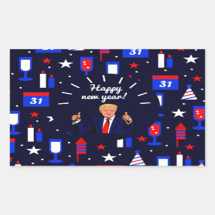 gelukkig nieuw jaar donald trump rechthoekige sticker