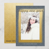 Gelukkig nieuw jaar Faux Gold-gepersonaliseerd Feestdagenkaart (Voorkant / Achterkant)