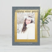 Gelukkig nieuw jaar Faux Gold-gepersonaliseerd Feestdagenkaart (Staand voorkant)
