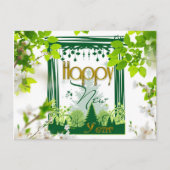 Gelukkig nieuw jaar Floral groen BRIEFKAART (Voorkant)