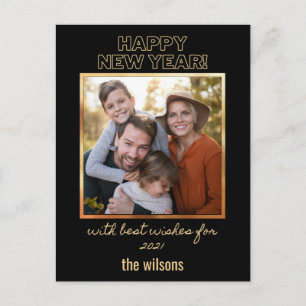 gelukkig nieuw jaar foto van zwarte en goudklasse briefkaart