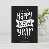 gelukkig nieuw jaar manuscripttekst witte letters feestdagenkaart (Staand voorkant)