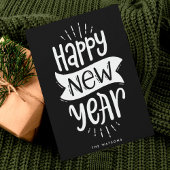 gelukkig nieuw jaar manuscripttekst witte letters feestdagenkaart