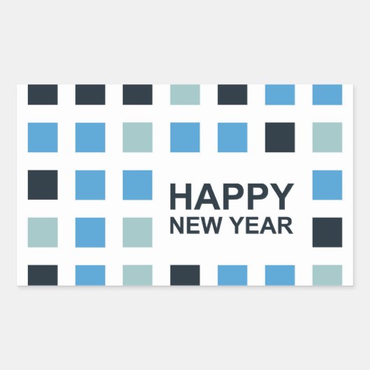 gelukkig nieuw jaar ( mod - vierkantjes ) rechthoekige sticker (Voorkant)
