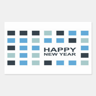 gelukkig nieuw jaar ( mod - vierkantjes ) rechthoekige sticker