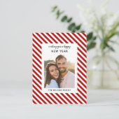 gelukkig nieuw jaar , moderne rode witte streep fo briefkaart (Staand voorkant)