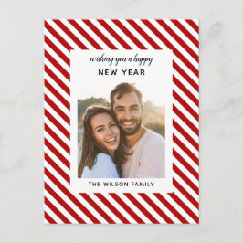 gelukkig nieuw jaar , moderne rode witte streep fo briefkaart