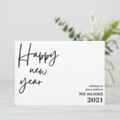 gelukkig nieuw jaar , moderne zwarte streep foto feestdagenkaart (Staand voorkant)