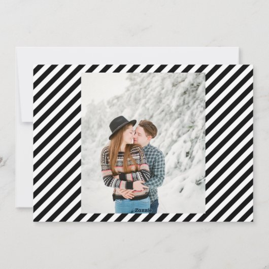 gelukkig nieuw jaar , moderne zwarte streep foto feestdagenkaart (Achterkant)