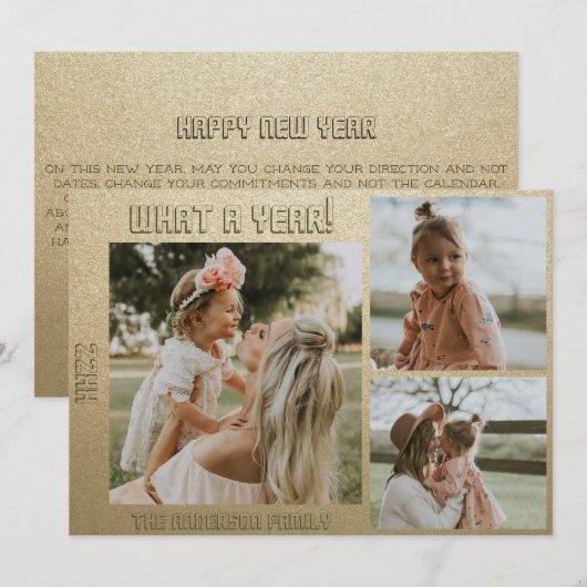 Gelukkig nieuw jaar Persoonlijke foto en tekst Feestdagenkaart (Voorkant / Achterkant)