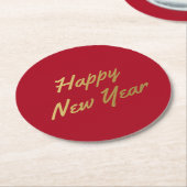 Gelukkig nieuw jaar - ronde kartonnen onderzetter (Gebogen)