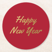 Gelukkig nieuw jaar - ronde kartonnen onderzetter (Voorkant)