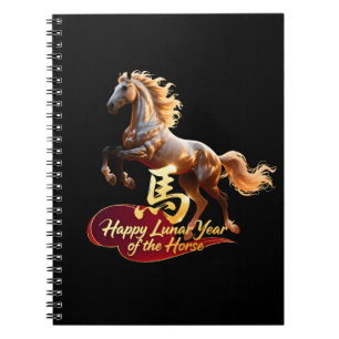Gelukkig Nieuw Maanjaar Majestueus Gouden Paard Notitieboek